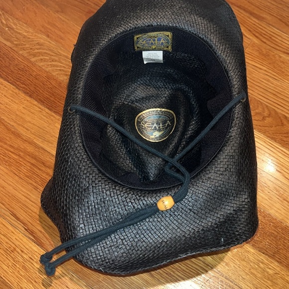 Scala Western Hat in black natural fiber size sm / med with chin strap - Picture 5 of 9